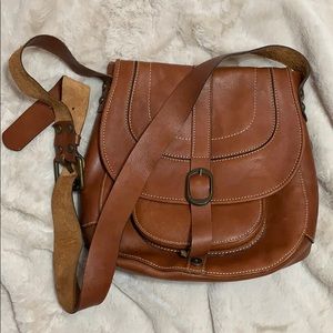 Genuine hide leather satchel